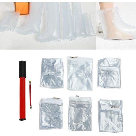 Ein sechsteiliges Notfall-Schienenset für Knochenbrüche, inklusive einer Luftpumpe zum Aufblasen und Befestigen der Schiene. (1/5)