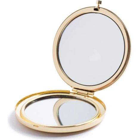 Double miroir compact, rond, en acier inoxydable, pour sac à main, design pliable, polyvalent et pratique (1/4)