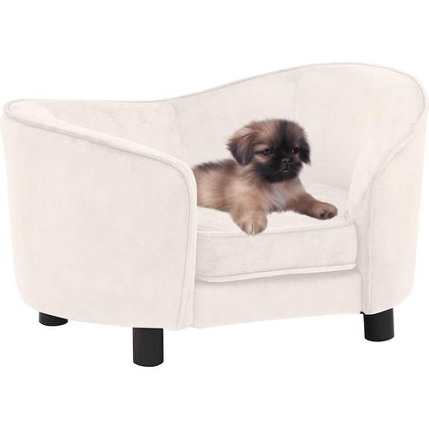 Dog Sofa  Cream  Plush (80% polyester, 20% cotton), solid fir wood vidaXL (1/5)