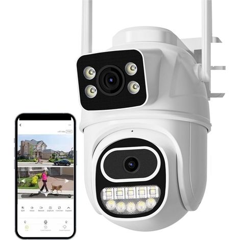 Caméra de sécurité à Domicile 8MP PTZ caméra 4K extérieur Double écran Suivi Automatique Vision Nocturne 4MP Protection de sécurité caméra IP Audio P2P(8MP with 128G Card) (1/5)