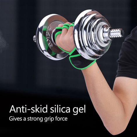 1 paire de gants de musculation antidérapants demi-doigts avec protection (vert, L) (1/5)