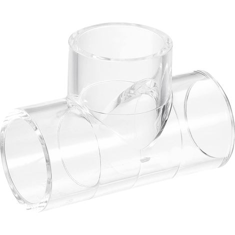 1Pcs Transparent Acrylique Tuyau Coude, 32mm/1.26" 3 Voie Coude T-Forme Tuyau Raccord Adaptateur pour Aquariums Eau Réservoir Poissons (1/5)