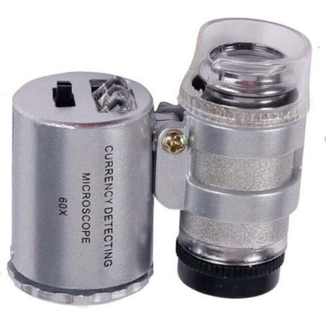 Mini loupe de bijoutier éclairée - PZCC - Grossissement x60 - Lumière LED et UV - Format de poche - Légère (1/4)