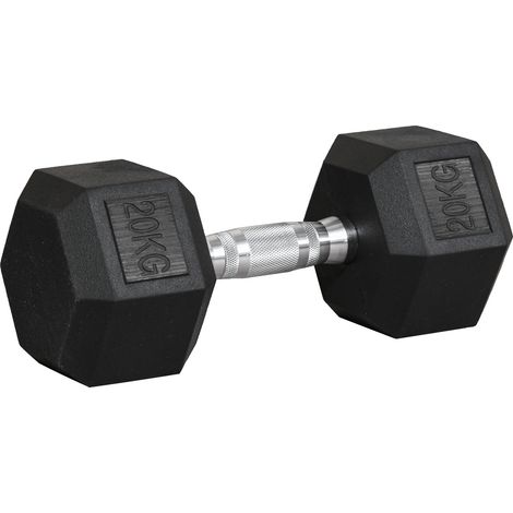 Manubrio Esagonale da 20kg in Acciaio e Gomma per Workout in Palestra, Casa e Ufficio, Nero