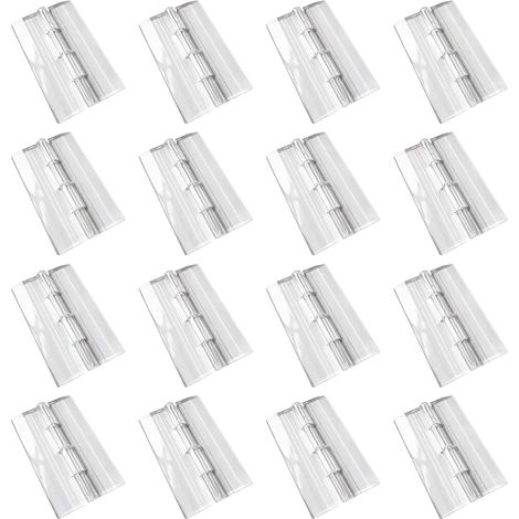 16 charnières pliantes en acrylique transparent pour boîte cadeau ou porte d'armoire en verre (65×42mm) (1/4)
