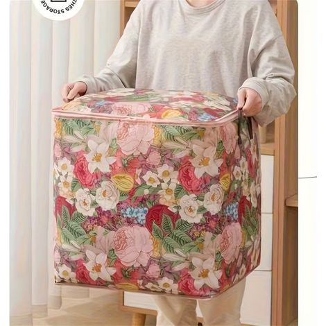 Sac de rangement imperméable extra-large, pliable et tissé, idéal pour ranger vêtements et couvertures à la maison, durable, pour les voyages (1/5)