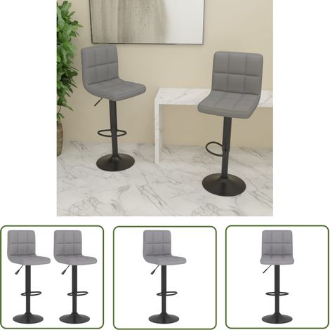 Lot de 2 Chaises de bar Tabourets de bar - Tabouret Haut Gris clair Tissu BV289156 - BonneVie (1/5)