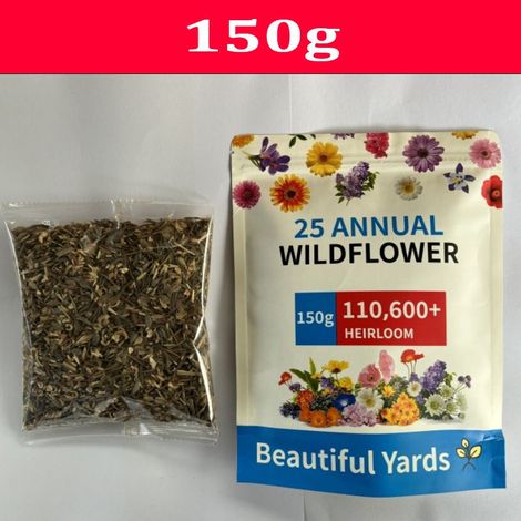 Mélange de graines de fleurs sauvages 150g – 25 variétés annuelles et vivaces pour prairie fleurie et jardin (1/2)