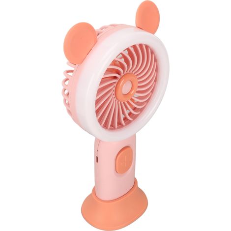 Ventilateur de Poche Mini USB Rechargeable avec Lumière Éclatante et Prise Ergonomique pour Enfants - Rose (1/5)