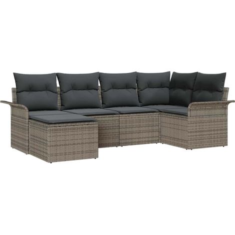 Maison Exclusive - Gartensofa-set mit Speicher 6 pcs Grau Poly-Ra