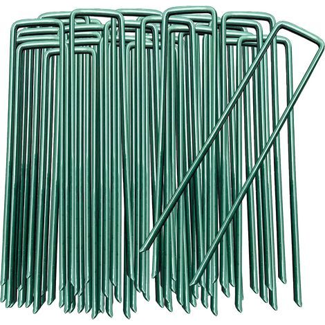 Sardines de Fixation, 50 Pcs Verte Piquet Ancrage, Agrafe Toile Paillage pour Bloquer Les Couvre Sols, Piquets de Jardin pour Le Jardin, Le Paillis et Le Gazon Artificiel (1/5)