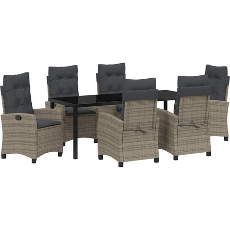 Maison Exclusive - Set da Pranzo per Giardino con cuscino 7 pcs Grigio polyrattan