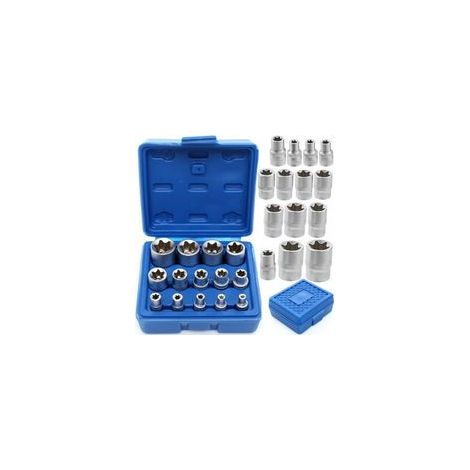 Set di 14 bussole Torx esterne da 1/2", 3/8" e 1/4" E4-E24-Crezuo