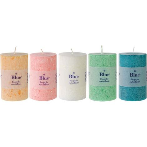 6 Velas Grandes Cilindro Color Boreal Variadas - Azul