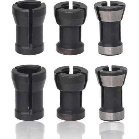 6 Pièces HSS Tête de Mandrin,Mandrin de Fraiseuse,Tête de Mandrin de Collet Adaptateur,Jeu de Collets Mandrin à Pince,Tête de Gravure pour perceuses Machine De Gravure, 6mm/6,35mm/8mm (1/4)