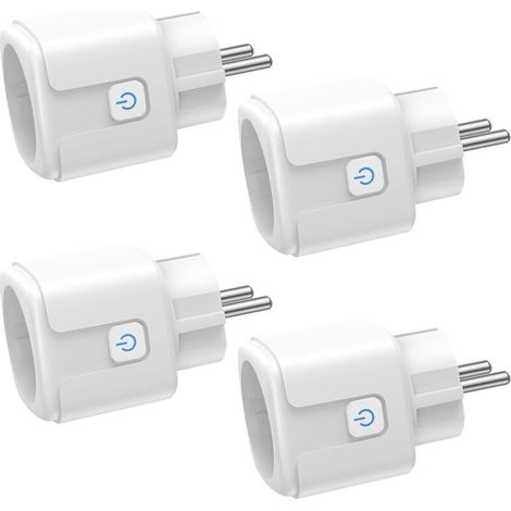 WiFi Smart Plug, 4-Pack 16A 3680W Smart Socket, WiFi Socket with Energy Meter, Remote Control, Voice Control, Compatible with Alexa and Google Home - for France (1/5)