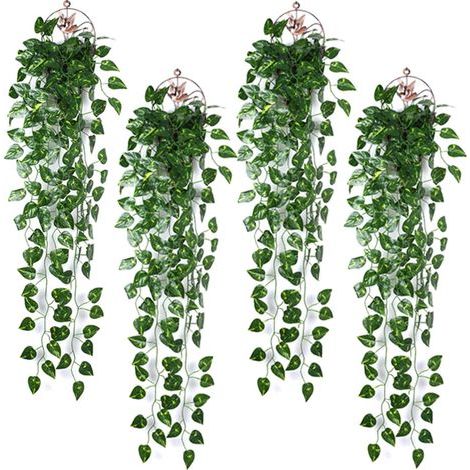 4 Stück 90cm Künstlich Efeu Hängepflanzen Hängend Kunstpflanze für Büro Küche Hochzeit Party Garten Festival Wanddekoration (1/5)