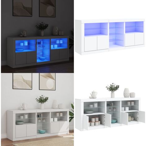 Buffet avec lumières LED blanc 162x37x67 cm - Meuble De Rangement - Buffet - Meuble Tv - Luminaire Led - Décoration Intérieure - Home & Living (1/5)