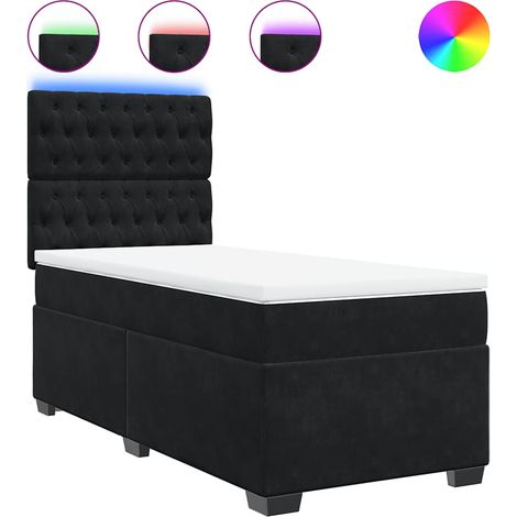Maison Exclusive - Sommier à lattes de lit avec matelas Noir 100x200 cm Velours (1/5)