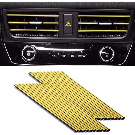 20 piezas de decoración de ventilación de aire de PVC para coche, 20 cm, decoración interior de coche, decoración de coche DIY, adecuada para todas las salidas rectas (dorado) (1/5)