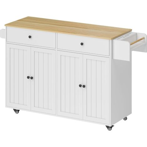 Isla de cocina con ruedas blanca de MDF 2 cajones 2 armarios (1/5)