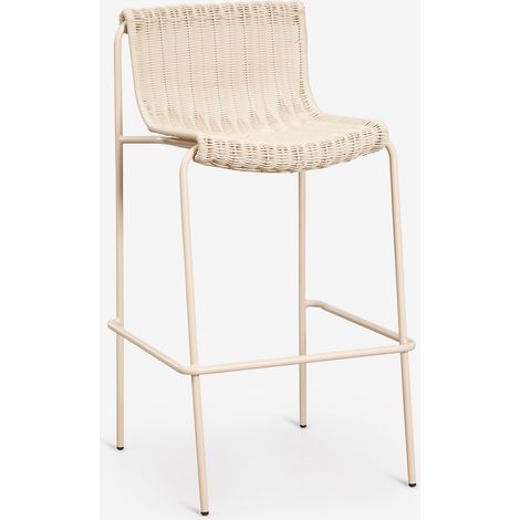 SKLUM Pack mit 4 hohen Hockern aus synthetischem Rattan und Stahl Revia Beige Tapioca ↑75 cm                                 