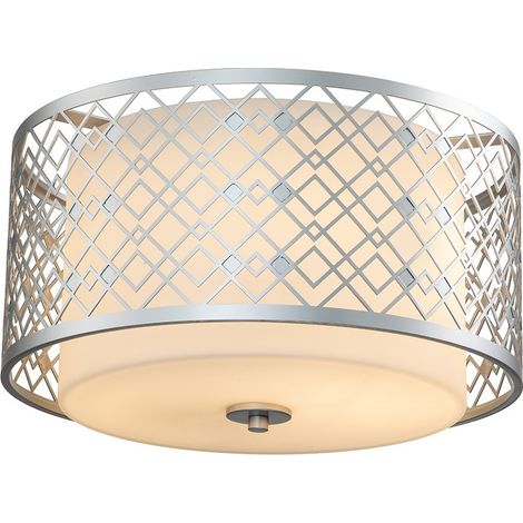 Elstead Ziggy Plafoniera a Sospensione Cilindrica a 2 Luci, Laccata Argento (1/5)