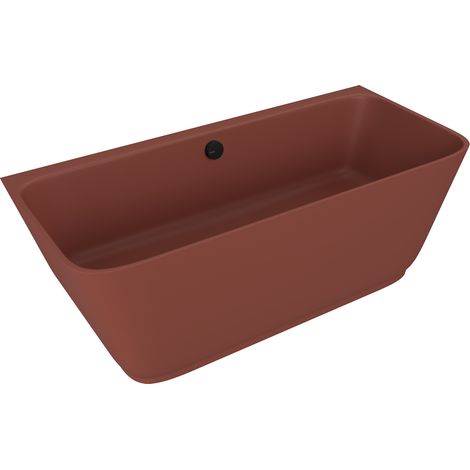 Baignoire autoportante murale en fonte de marbre SKYLLA 170x75x60cm, marron mat (1/4)