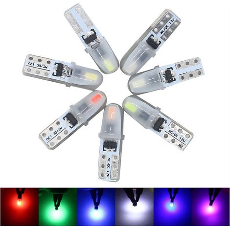Pack de 7 Ampoules T5 LED 12V 1.4W 3014 - Éclairage Tableau de Bord Voiture - Blanc/Bleu/Rouge/Vert/Jaune/Rose-violet/Bleu glacé (1/5)
