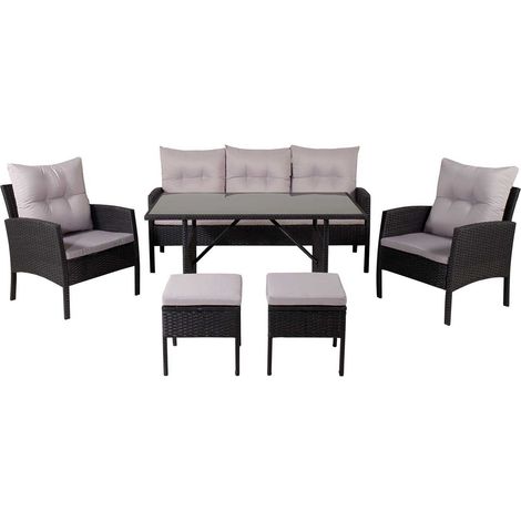 Ensemble canapé, fauteuil et table basse en résine tressée Knock (1/5)