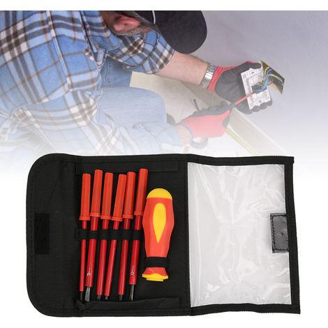 Coffret d'outils multifonctions pour électricien, composé de 7 pièces et comprenant des tournevis de précision isolés. (1/5)