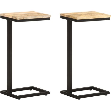 Beistelltische 2 Stk. 31,5x24,5x64,5 cm Raues Mangoholz