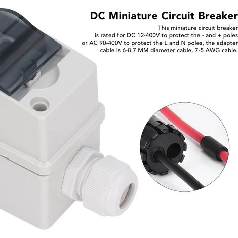 Disjoncteur DC 2P 63A Interrupteur Sectionneur Solaire Isolateur pour Système Photovoltaïque 12V-400V CC 90-400V CA (1/5)