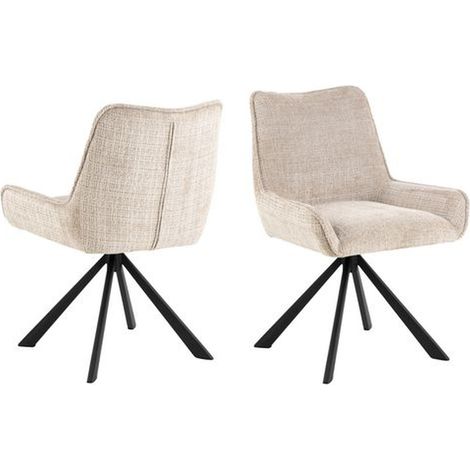 Lot de 2 chaises de salle à manger pivotantes en tissu et acier MEMPHIS (1/5)