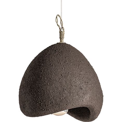 Lustre en résine marron style contemporain finition vieillie - Marron effet vieilli (1/5)