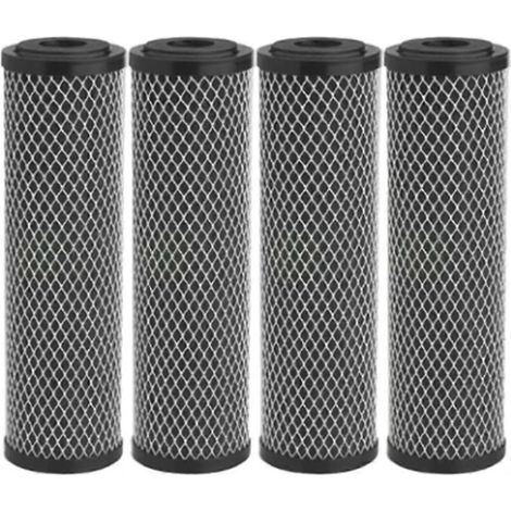 Lot de 4 filtres à eau au charbon actif de 25 cm (10 pouces) pour toute la maison. Élimine les sédiments, les goûts et les odeurs. (1/5)