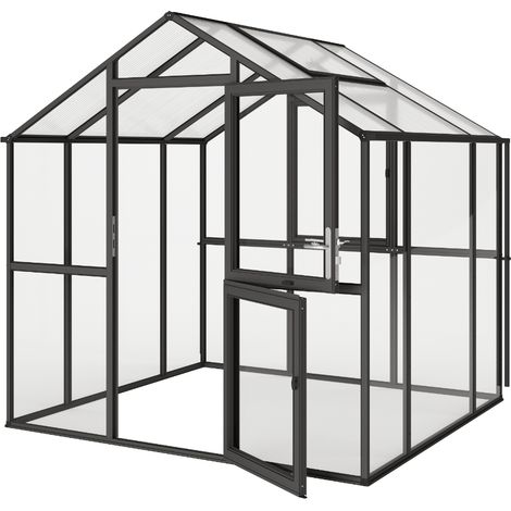 KGT Gewächshaus "Aptasia III small", anthrazit-grau, 5,1 m², 4 mm ESG, 10 mm HKP (1/5)