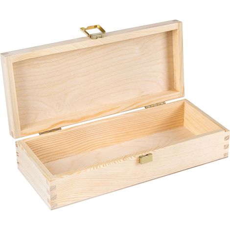 Kleine Holzkiste mit Deckel und Schloss - 24 x 10,5 x 5,7 cm - Geschenkbox Schatztruhe Schatzkiste