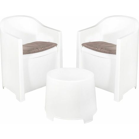 Conjunto de Mesa con 2 Sillones IPAE Progarden Luna sluc06bg Blanco Jardín (3 Piezas) (1/4)