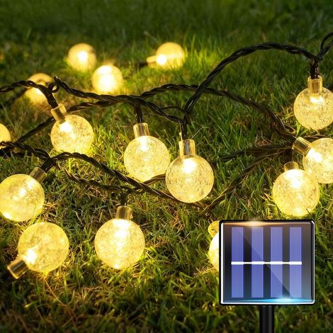 Stringa di luce solare all'aperto - 8 m - 30 LED - Impermeabile IP65 - Per balcone e giardino - Stringa di luce decorativo per esterno terrazza (1/5)