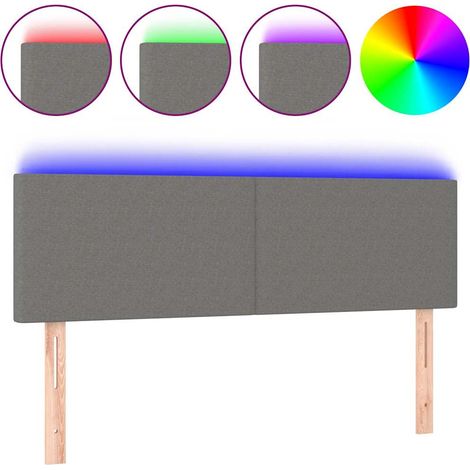 Maison Exclusive - LED Kopfteil Dunkelgrau 144x5x78/88 cm Stoff (1/5)