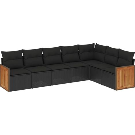 vidaXL Set Divani da Giardino con Cuscini 7pz Nero Polyrattan (1/5)