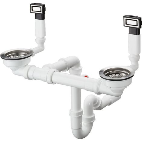 Hansgrohe Waste Kit For Double Bowl Kitchen Sink Overflow Strainer Trap 43922800 (1/2)