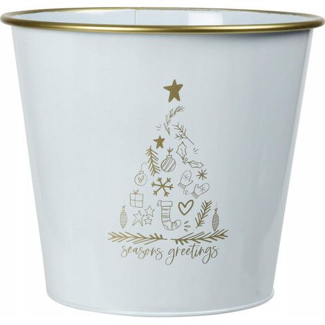 Secchio di Natale vilde metallo accenti dorati 30,5 cm altezza 29 cm diametro (1/2)