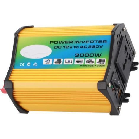 Inverseur de voiture - - 300W - 2 ports USB - 12V à 220V - Surtension 3000W (1/4)