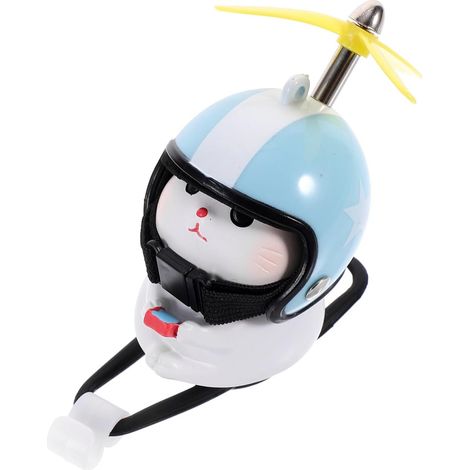 Klaxon de Vélo Chat en Résine avec Casque Bleu à Ventilateur Activé Décoration Mignonne pour Tableau de Bord Voiture Moto et Vélo Ornement Chaton Léger et Résistant (1/5)