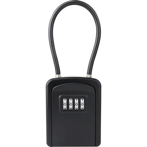 Caja de seguridad portátil para llaves, caja de protección para llaves con combinación, caja de seguridad colgante para llaves, caja de seguridad para llaves (negra) (1/5)