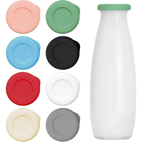 Stück 5 cm Silikon-Flaschenverschlüsse, wiederverwendbare Silikonverschlüsse für Glasmilchflaschen, dicht schließender Getränkeverschluss, spülmaschinenfest (mehrfarbig) (1/5)