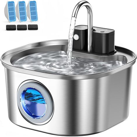 1 Fontaine à Eau Chat Acier Inoxydable 3,2l Sans Fil 3 Modes Filtre 4 Niveaux Intérieur (1/5)