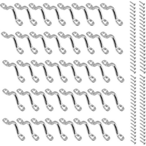 45 piezas de hebillas de cubierta de acero inoxidable 304 M4 para placas de ojo para kayaks, almohadillas superiores para botes, placas de ojo de cubierta de acero inoxidable con 90 piezas de tornillo